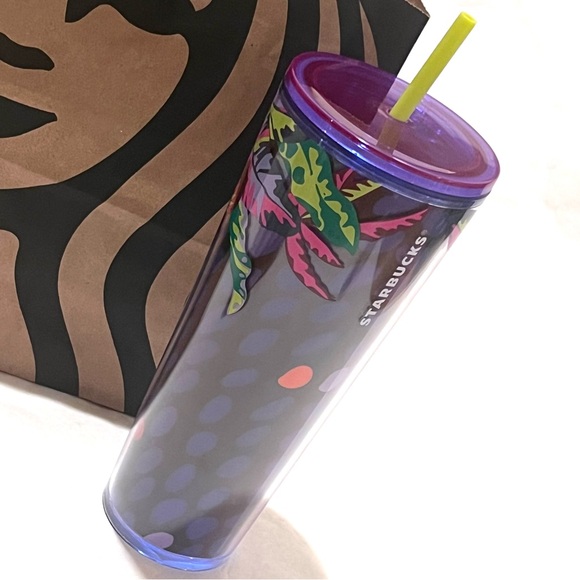 Starbucks Tropical Floral and Leaves Cold Cup Tumbler 24oz - Picture 4 of 11